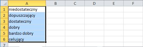 [5/37] EXCEL Rysunek 6. Przykład pozycji, które będą wyświetlane na liście rozwijanej. 3. Kliknij pozycję Definiuj nazwę > Definiuj nazwę pod kartą Formuły, 4.