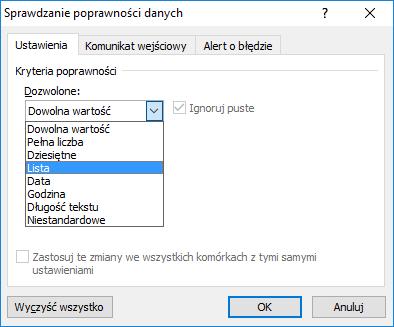 na rozwinięcie listy, z której można wybrać jedną z ocen.
