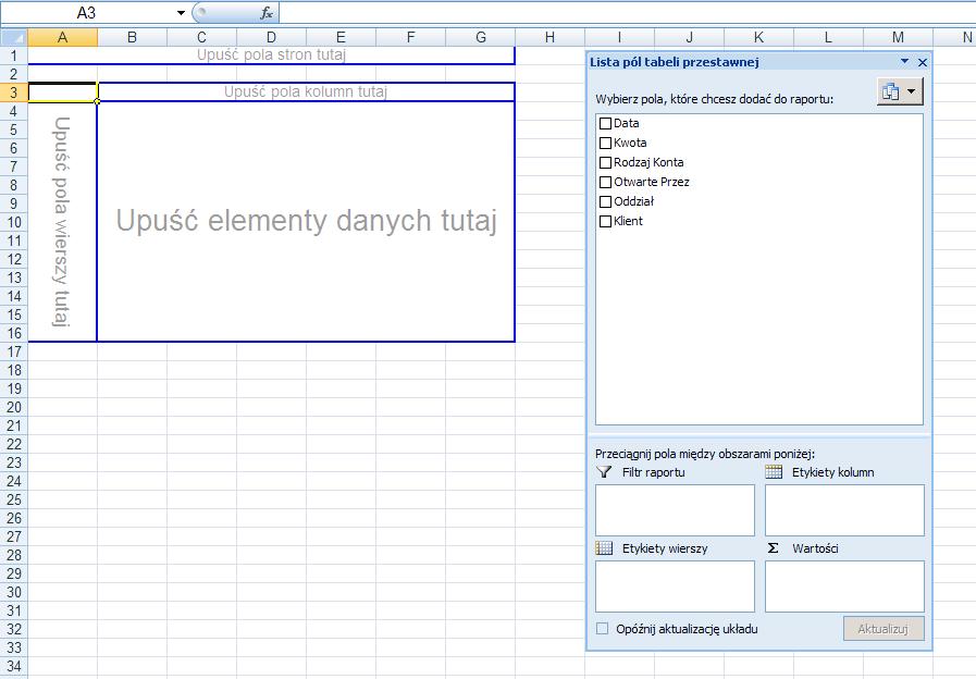 [9/37] EXCEL Powyższy rysunek pokazuje kroki od 1 do 3, jakie trzeba wykonać w pierwszym etapie tworzenia tabeli przestawnej. 4. Po wybraniu OK.