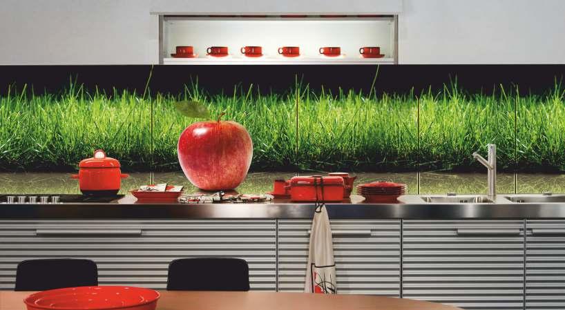 SYSTEM - PANELE Z GRAFIKĄ DO WNĘTRZ KUCHENNYCH IDEALNE ROZWIĄZANIE DLA PRODUCENTÓW MEBLI Z PACZKI Jako rozwiązanie systemowe proponujemy: - gotowe szklane panele z grafiką Szkło laminowane z grafiką