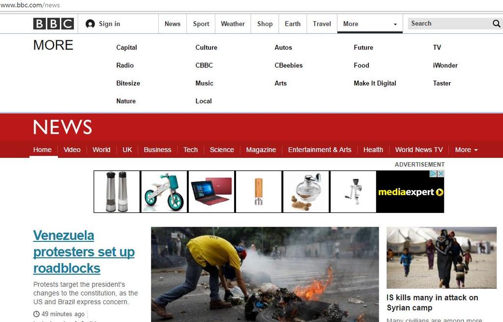 [20/22] Portale informacyjne Zagraniczny portal informacyjny BBC Innym znaczącym serwisem informacyjnym, w którym otrzymujemy aktualne informacje dotyczące wydarzeń na świecie jest brytyjski portal