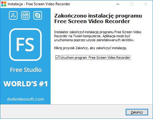 [5/18] Nagrywanie wideo 8. Ekran potwierdzający zakończenie instalacji na którym możemy ustalić czy chcemy aby program jednocześnie się uruchomił. Rys.