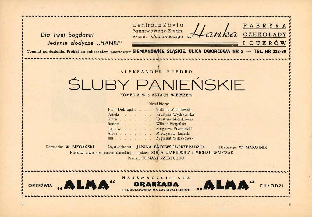_Cenniki I Dla Twej bogdanki Jedynie słodycze HANKI" di, k Centrala Zbyt u Państwowe.go ~jedn. /6 I/I /6 Przem. Cukierniczego 1..4---r,, 1..4--- FABRYKA CZEKOLADY I CUKRÓW na żądanie.