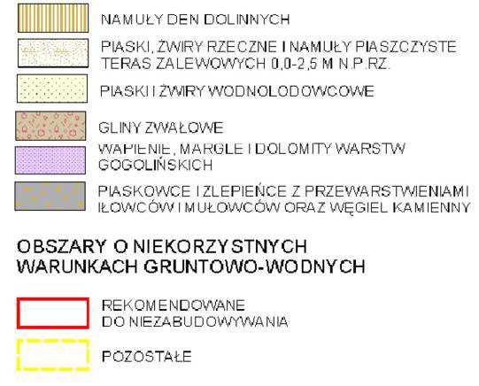 Część północna miasta budowana jest przez plejstoceńskie piaski i żwiry wodnolodowcowe.