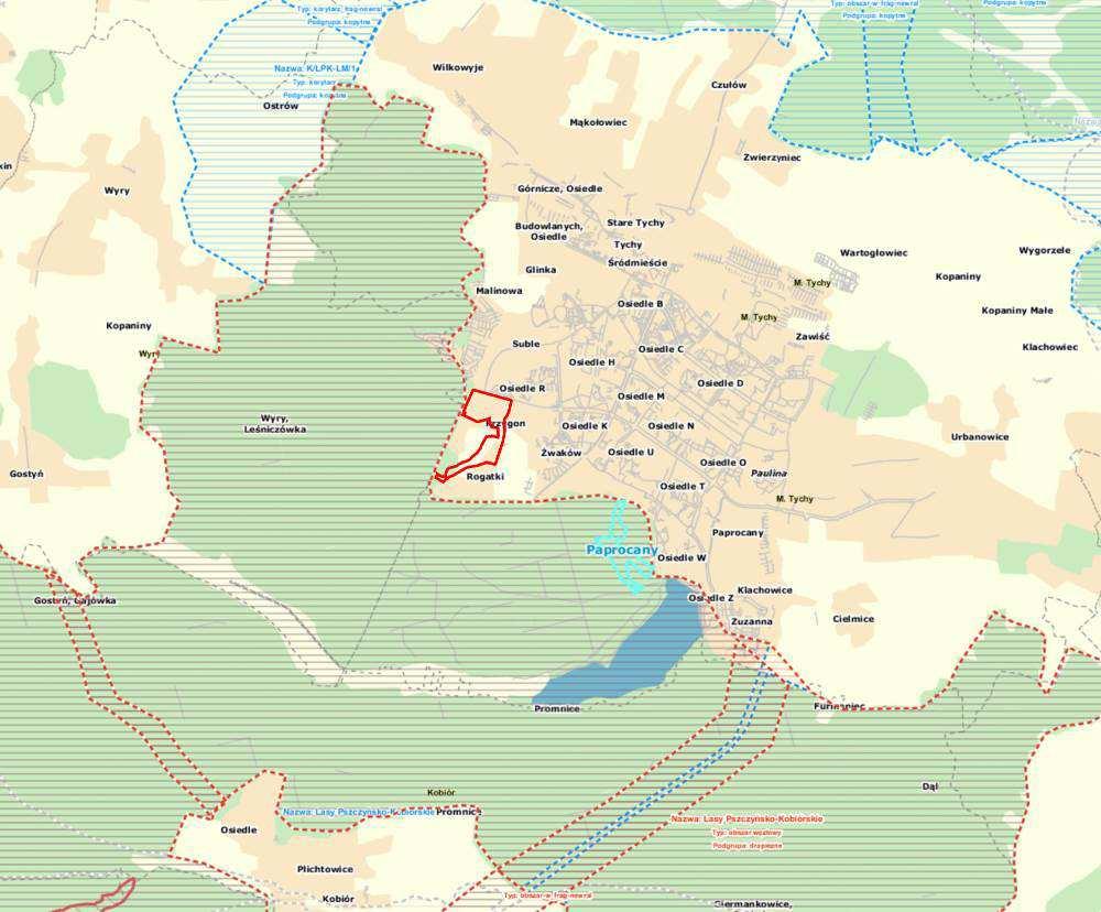Struktura przyrodnicza cieku powinna zostać zachowana a możliwość wprowadzania nowej zabudowy w bliskim sąsiedztwie cieku powinna być ograniczona.