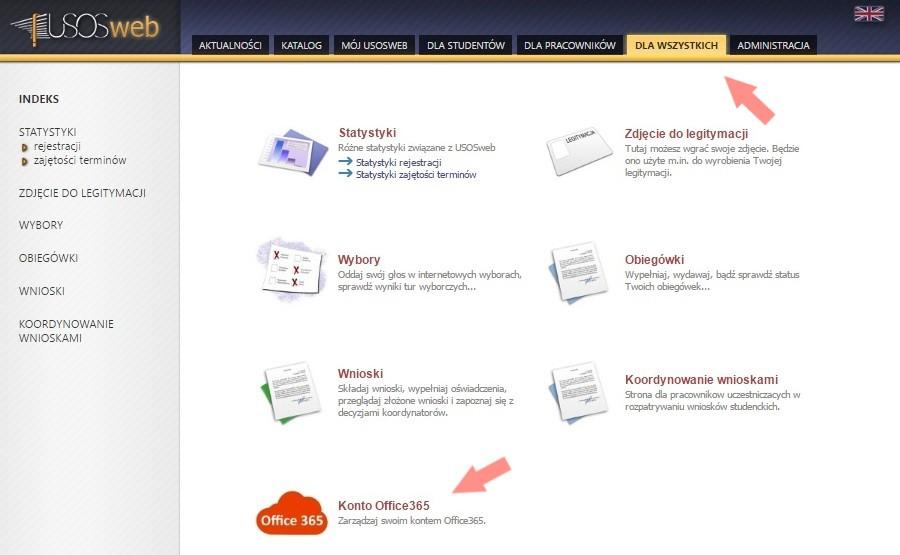 2. Uruchomienie modułu Office365 Kolejnym etapem procedury tworzenia konta Office365 jest uruchomienie modułu znajdującego się w zakładce DLA WSZYSTKICH.