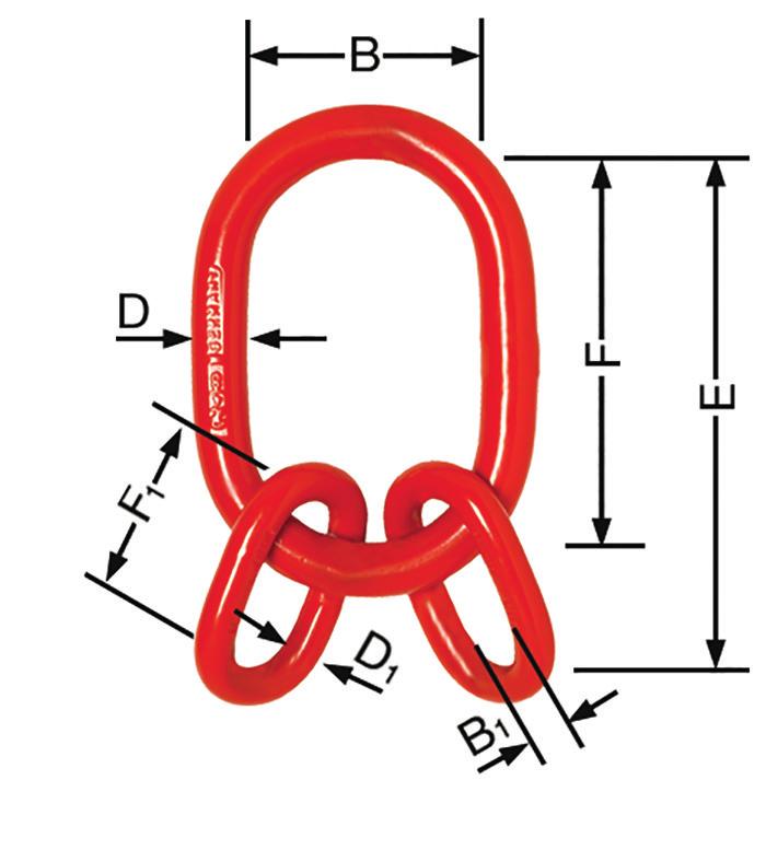 34 Łącznik oczkowy dla 1 nogi Rozmiar handlowy Rozmiar nominalny Waga mm [t] D F B * kg 6-8 F0808068 6 1.60 13 90 50 1.6 0.29 8-8 F0808088 8 2.80 18 130 70 4 0.79 10-8 F0808108 10 4.25 20 140 80 5 1.