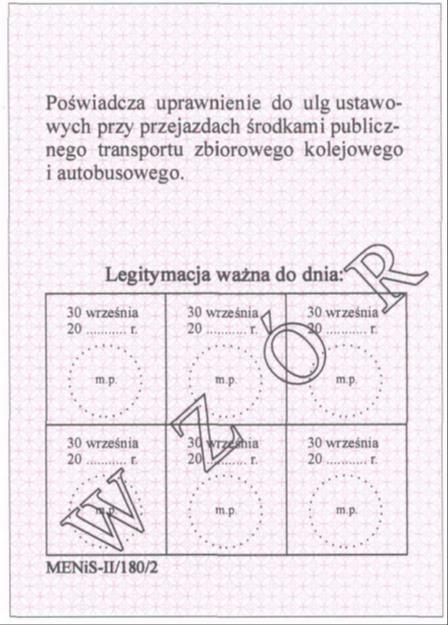 504) Dla uczniów wszystkich typów szkół artystycznych, z wyjątkiem uczniów niepełnosprawnych wzór legitymacji j.w. z sygnaturą ART-II/292/3 (Dz.