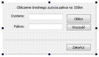 Program Średnie spalanie wersja 2 Dodatkowy przycisk czyszczenia elementów okna.