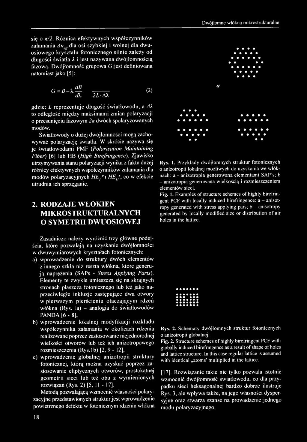 Dwójłomne włókna mikrostrukturalne się o n/2.