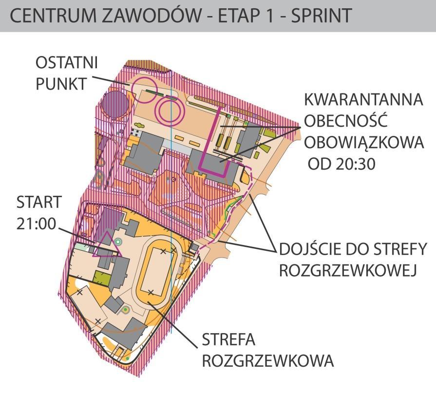 Strefa zamknięta: Podczas sprintu obowiązywad będzie strefa zamknięta, w której zawodnicy muszą się znaleźd o 20:30, niezależnie od minuty startowej.