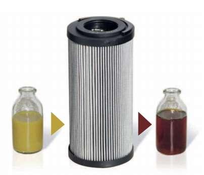 Stopień filtracji wynosi od 5 do 90 µm, a element filtrujący wykonany jest z włókna szklanego, celulozy i metalowej siatki.
