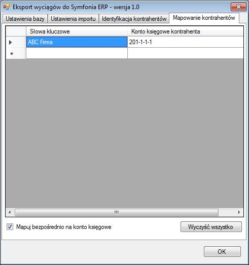 Mapowanie kontrahentów Mapowanie kontrahentów pozwala na identyfikację kontrahentów na podstawie podanych przez użytkownika słów kluczowych.