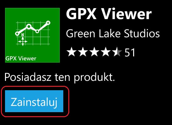 2. Pobierz na telefon aplikację GPX Viewer (ze sklepu Microsoftu)