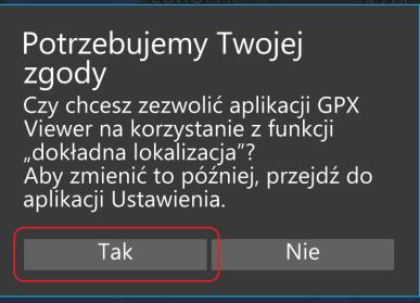 korzystanie z funkcji dokładna lokalizacja > Tak > Settings zmień ustawienia programu Use my