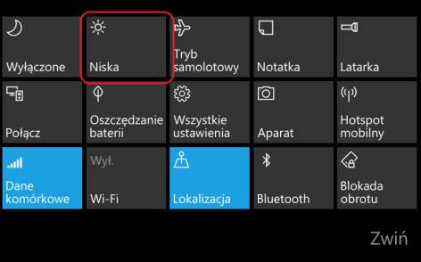 7. Ustawienia telefonu, tuż przed wyjściem na trasę EDK Aby zmniejszyć zużycie energii, wyłącz zbędne moduły: Bluetooth oraz Wi-Fi przesuń palcem od górnej krawędzi