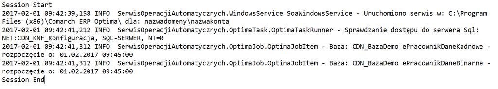 tekstowych. Pliki te zapisywane są w folderze użytkownika konta SOA na lokalnym dysku np. C:\Users\konto_uzytkownika\AppData\Roaming\Comarch\Opt!ma\Logs.