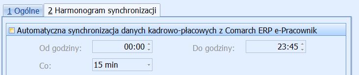 usługa uruchomiona W oknie pojawi się kolejna zakładka o nazwie Harmonogram synchronizacji.