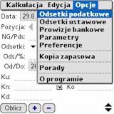 klawiszy nawigacyjnych lub ekranu dotykowego. Opcje Menu Opcje dostępne z poziomu okna KalWin zawiera szereg opcji odpowiedzialnych za konfigurację programu.