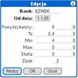 Ekran wyświetlający pozycje tabeli odsetkowej wyposażony jest także w przycisk z ikoną drukarki, umożliwiający wydrukowanie zawartości tabeli.