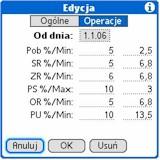 Z uwagi na znaczną ilość pól, widok tabeli parametrów zawiera jedynie datę obowiązywania pozycji.