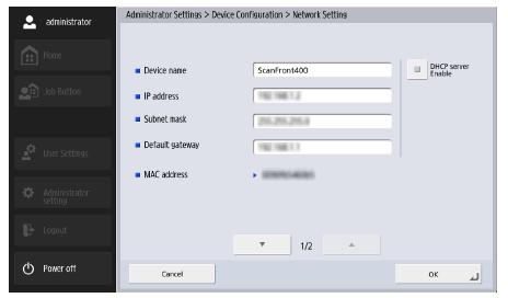 sieci; Default gateway bramę i kliknąć OK i potwierdzić restart urządzenia.