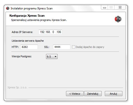 Postgresql podaj adres IP Serwera na którym jest instalowany