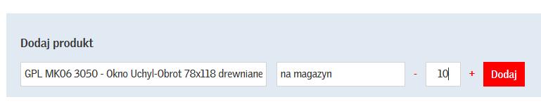 Po kliknięciu Dodaj produkt znajduje się na liście