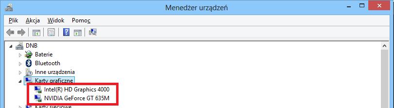 2 Rozwiązywanie problemów z kartą graficzną W gałęzi Karty graficzne najczęściej pojawi się tylko jeden wpis.