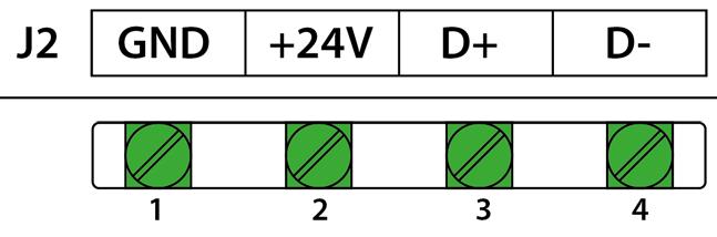 Komunikacja z czujnikiem 3 GND Minus zasilania czujnika 4 +5 V Plus zasilania czujnika 3.1.3. Złącze J2 Rys. 5.