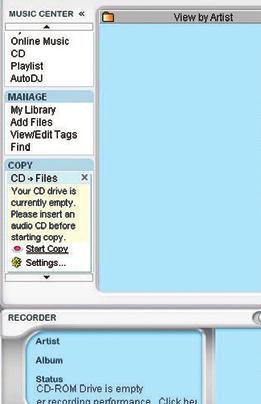 22 konwertowanie muzyki z cd do formatu mp3 1 kliknij CD Files w MUSIC CENTER.