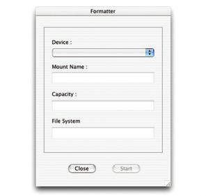 38 formatowanie psa" Formatter dla użytkowników Mac 1 podłącz odtwarzacz psa" do komputera przez port USB. 2 w folderze Applications/ psa128max lub psa256max, kliknij n Formatter.