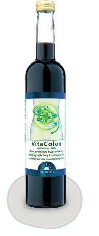 Vitacolon Zdrowe jelita i ich flora bakteryjna Porcja dzienna (20 ml) VitaColonu zawiera: ü ü prawoskrętny kwas mlekowy (13%) ü ü wyciąg z topinamburu (23%) ü ü koncentrat z soku owoców aronii (34%)