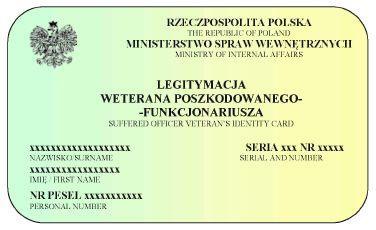 Wzór nr 44 do 22a WZÓR LEGITYMACJI WETERANA POSZKODOWANEGO-FUNKCJONARIUSZA Wzór graficzny str. 1 str.