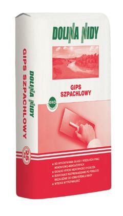 zdrowy klimat dla domu i biznesu GIPS BUDOWLANY GIPS SZPACHLOWY ZASTOSOWANIE: Gips Budowlany przeznaczony jest do napraw powierzchni ścian i sufitów (np. wypełniania ubytków, otworów po kołkach itp.