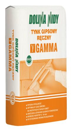 zdrowy klimat dla domu i biznesu GAMMA TYNK GIPSOWY RĘCZNY ZASTOSOWANIE: Tynk Gipsowy Ręczny Gamma przeznaczony jest do ręcznego wykonywania jednowarstwowych tynków wewnątrz pomieszczeń w
