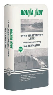 zdrowy klimat dla domu i biznesu TYNK CEMENTOWO-WAPIENNY MASZYNOWY SUPER LEKKI WEWNĘTRZNY TYNK CEMENTOWO-WAPIENNY MASZYNOWY LEKKI ZEWNĘTRZNY ZASTOSOWANIE: Tynk Maszynowy Super Lekki przeznaczony jest