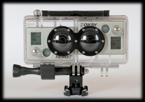 Posiadany sprzęt kamery GoPro HERO2 w specjalnej obudowie o synchronizacja zapewniona przez dodatkowy kabel łączący obie kamery o niewielka odległość między obiektywami kamer (ok.