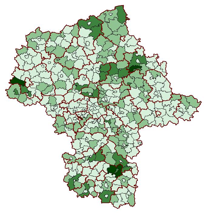 Udział gruntów w zarządzie Państwowego Gospodarstwa Leśnego Lasy Państwowe w ogólnej powierzchni jednostek