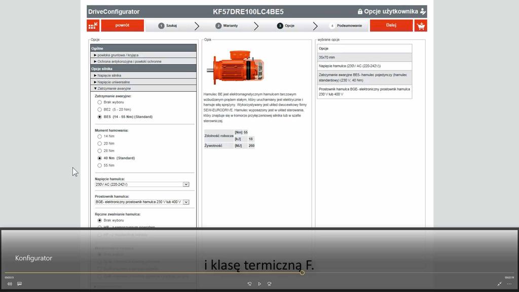 [2] Opis aktywnych opcji 1. Proszę wybrać preferowane opcje [1]. W obszarze Opis [2] dla wybranych opcji wyświetlone zostaną dalsze informacje.