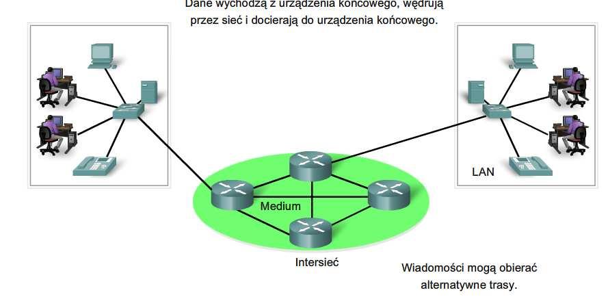 Struktura sieci - urządzenia końcowe i ich rola Urządzenia końcowe (hosty) stanowią łącznik (interface) między człowiekiem a siecią