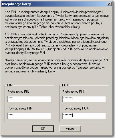 5. Karta dostarczana jest w stanie pre-inicjalizowanym, co oznacza, że posiada ona odpowiednie funkcjonalności dla podpisu elektronicznego, ale nie jest jeszcze gotowa do użycia, ponieważ brakuje