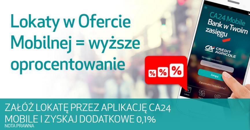 Szczegóły w regulaminie promocji "Lokata / e-lokata na Nowe Środki 15 edycja, dostępnym na stronie i w placówkach Banku. Oprocentowanie podane jest według stanu na 03.04.2017 r.
