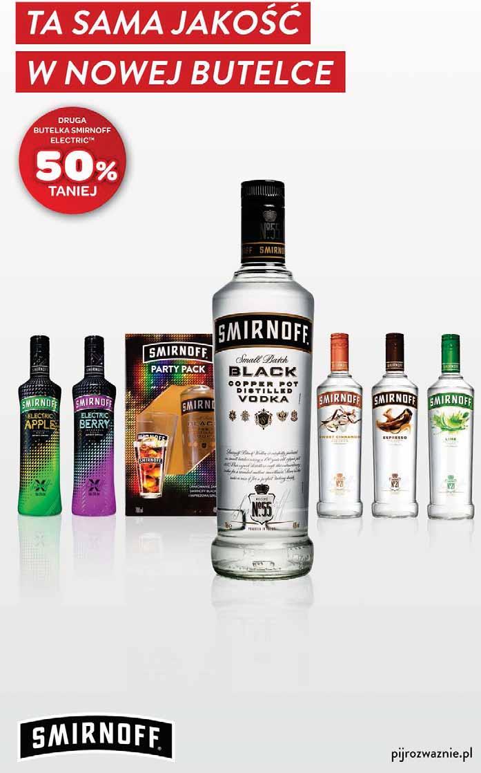 Wódka Smirnoff Black cena jedn. 58,56 zł/l Wódka Smirnoff Black kartonik cena jedn. 71,41 zł/l Wódka Smirnoff Black Lime & Mint Wódka Smirnoff Black Espresso cena jedn.