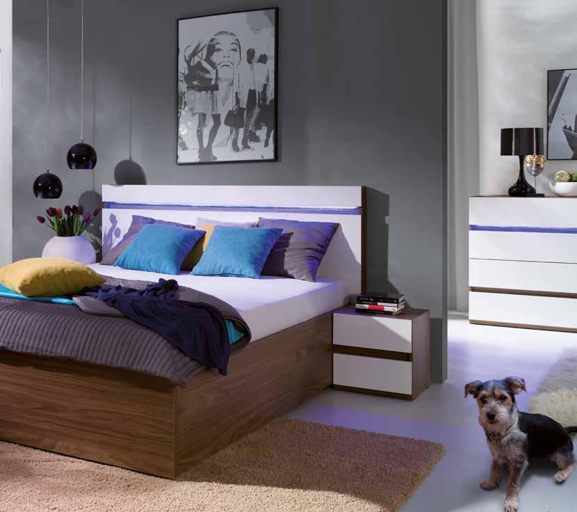 real walnut / biały połysk oświetlenie ledowe WWL (Warm White Led) WWL.46 - SZF.150-46 cm (2 szt.) WWL.97 - SZF.200-97 cm (2 szt.) WWL.169 - LOZ.160-169 cm WWL.149 - LOZ.140-149 cm WWL.145 - KOM.