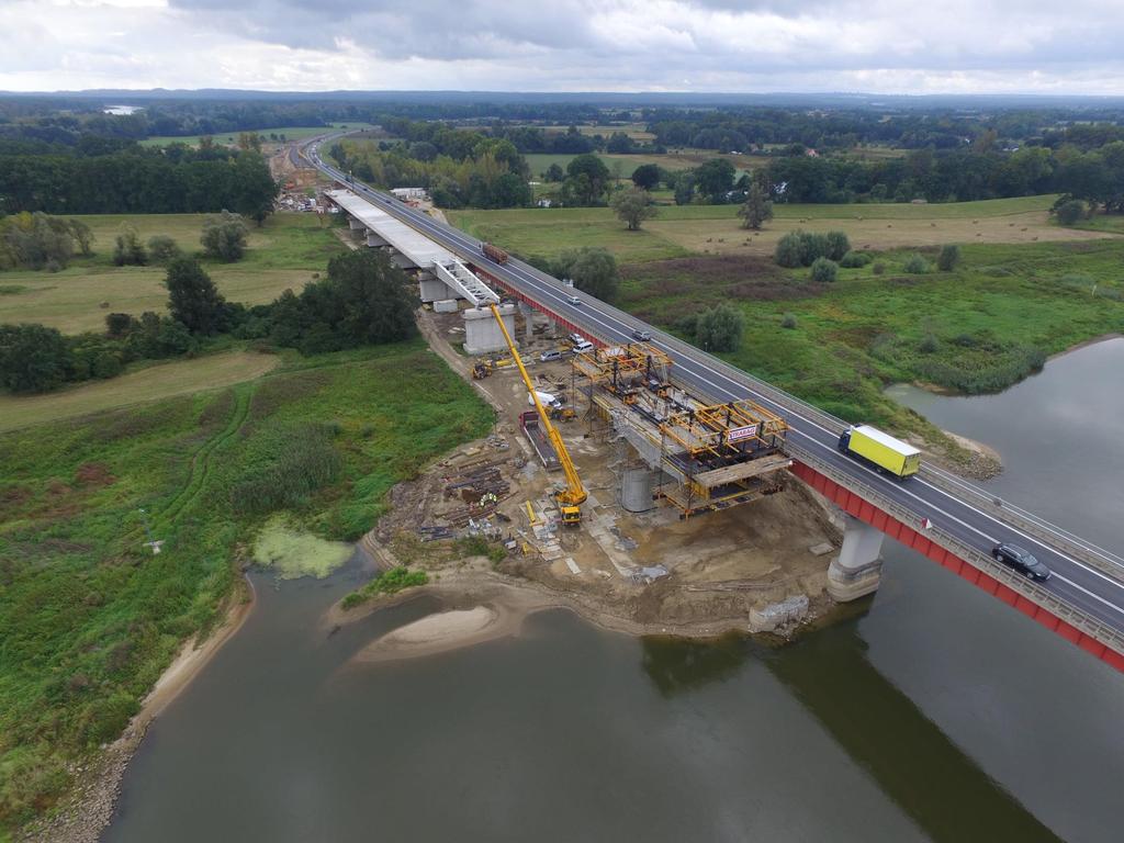 Most MS-4A przez rzekę Odrę S3, odc. Sulechów - Nowa Sól GW: STRABAG Sp. z o.o. Most o długości 265,5 m realizowany metodą nasuwania podłużnego oraz