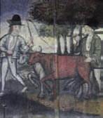 Šieste prikázanie zobrazuje zámockú spálňu s baldachýnom a závesom a zobrazuje starozákonnú scénu, v