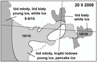 Distribution of ice in Isbjornhamna and Hornsund on 7 February 2008 Ryc. 12.