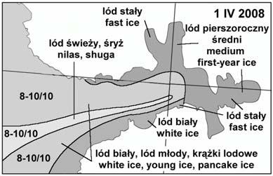 Arktycznego. Taka sytuacja synoptyczna doprowadziła do przyspieszenia wynosu lodów ze Storfjordu i dalszego ich ruchu na północ w wodach Prądu Sorkapskiego.