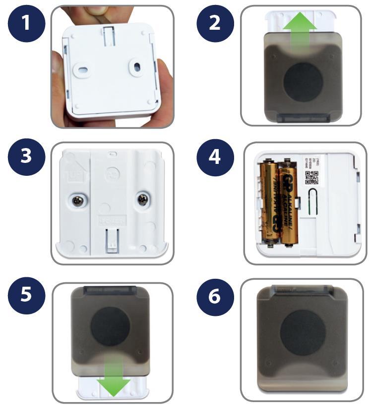 CSB600 Montaż pojedynczego przycisku Smart Button 1 Wsuń płaski śrubokręt w otwór pod zaczep z dołu obudowy.